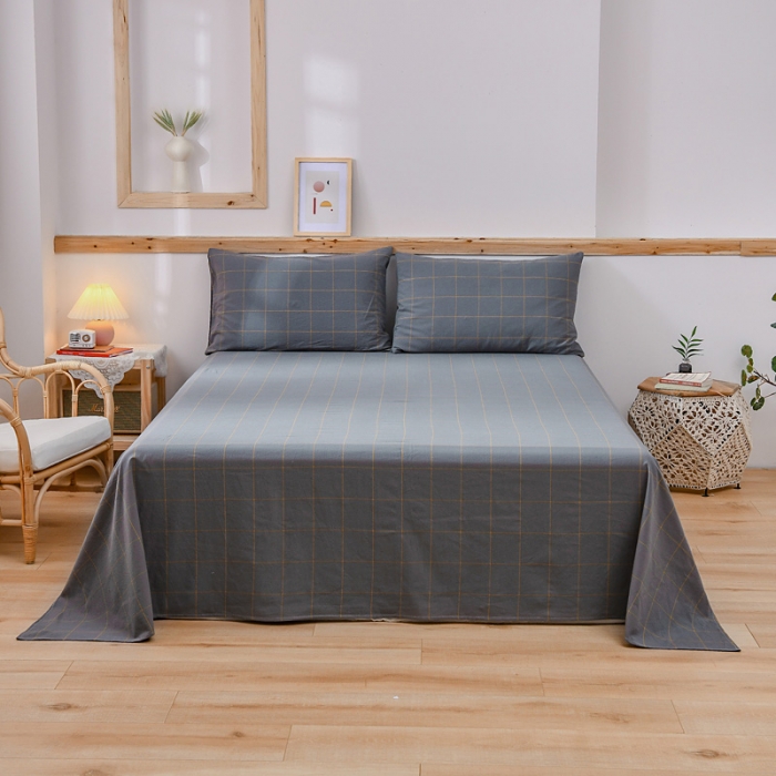 91家纺网 家纺一手货源 找家纺 恋人优选 2023新款纯棉水洗单床单 七夕灰大