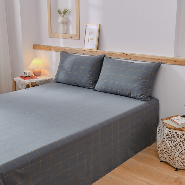 91家纺网 家纺一手货源 找家纺 恋人优选 2023新款纯棉水洗单床单 七夕灰大