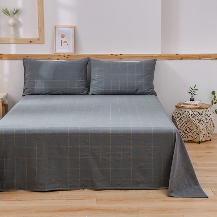 91家纺网 家纺一手货源 找家纺 恋人优选 2023新款纯棉水洗单床单 七夕灰大