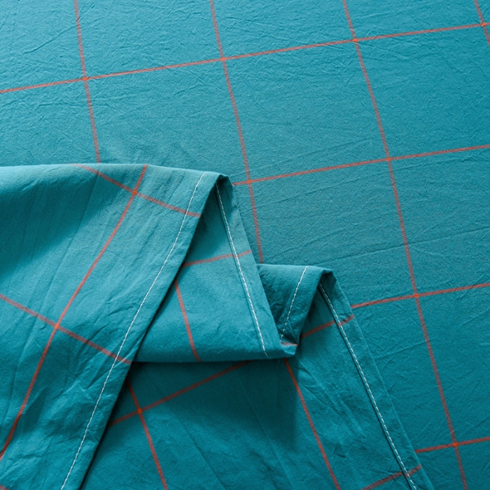 91家纺网 家纺一手货源 找家纺 恋人优选 2023新款纯棉水洗单床单 七夕蓝大