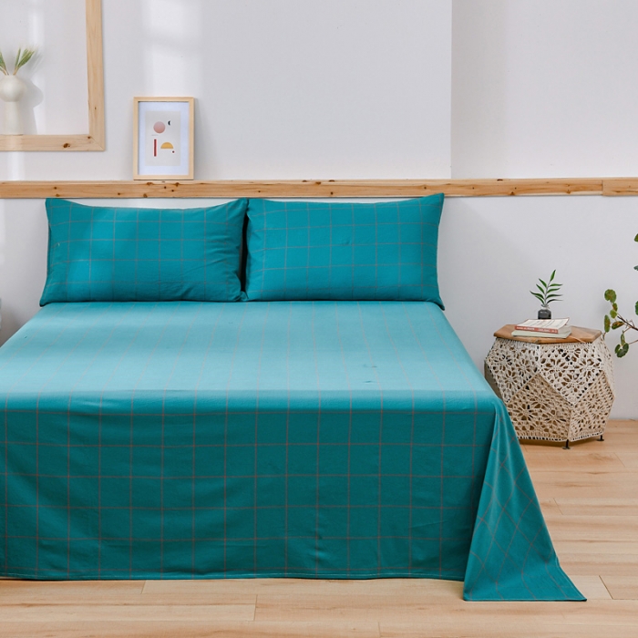 91家纺网 家纺一手货源 找家纺 恋人优选 2023新款纯棉水洗单床单 七夕蓝大