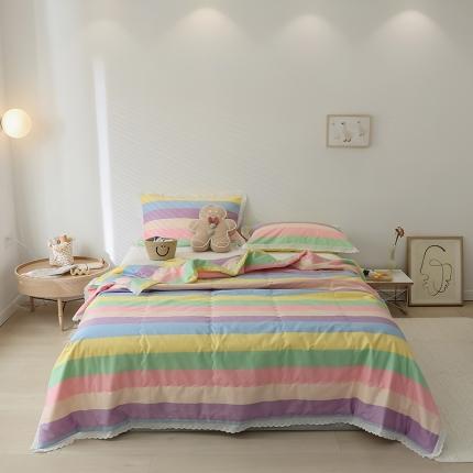 丽笙被芯新款全棉印花花边夏被第 一批谷词LS003