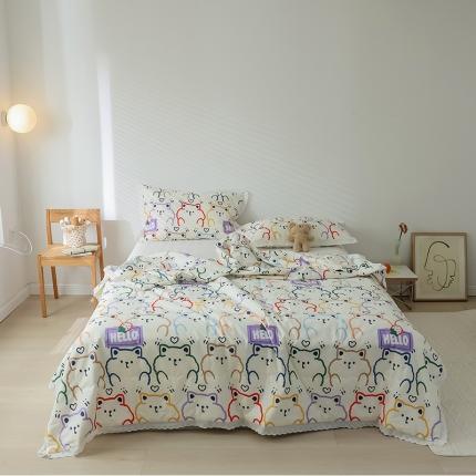 丽笙被芯新款全棉印花花边夏被第 一批喵星人LS0012