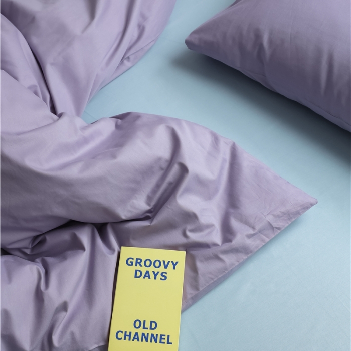 91家纺网 家纺一手货源 找家纺 棉眠 2021新款全棉纯色撞色新款四件套-棚拍图 紫兰