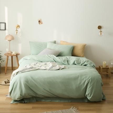 原研家居 2021新款全棉针织棉纯色系列四件套 薄荷绿