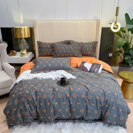 91家纺网 家纺一手货源 找家纺 名佰蕙家纺 2024新款珍丝大提花全棉四件套 大牌-棕桔