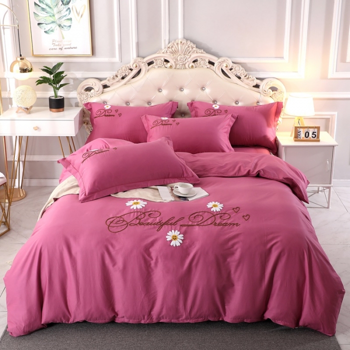 91家纺网 家纺一手货源 找家纺 （总）2024新款 美梦雏菊纯棉全棉13372毛巾绣四件套