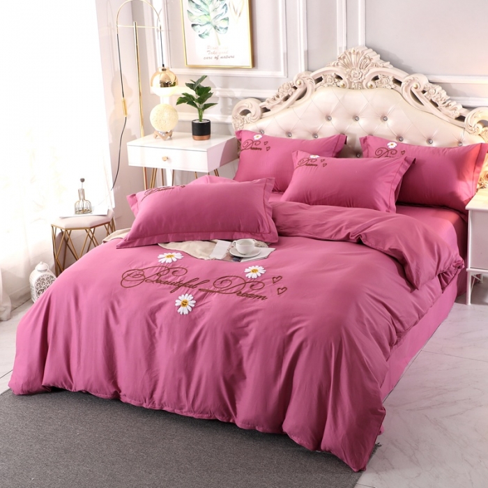 91家纺网 家纺一手货源 找家纺 （总）2024新款 美梦雏菊纯棉全棉13372毛巾绣四件套