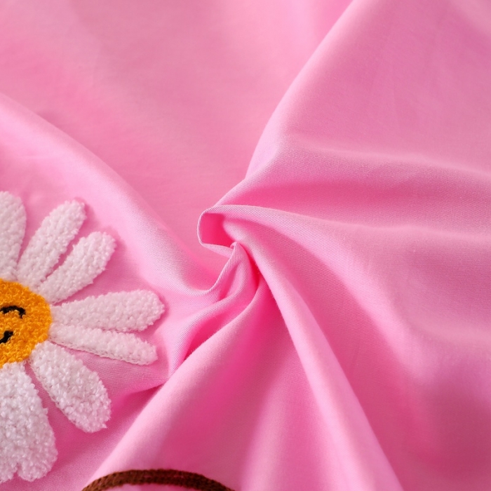 91家纺网 家纺一手货源 找家纺 晶缦家纺 美梦雏菊全棉13372毛巾绣四件套 美梦雏菊-粉色