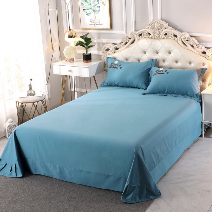 91家纺网 家纺一手货源 找家纺 晶缦家纺 美梦雏菊全棉13372毛巾绣四件套 美梦雏菊-湖蓝