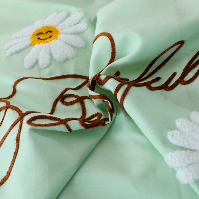 91家纺网 家纺一手货源 找家纺 晶缦家纺 美梦雏菊全棉13372毛巾绣四件套 美梦雏菊-浅绿