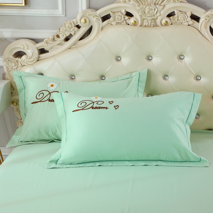 91家纺网 家纺一手货源 找家纺 晶缦家纺 美梦雏菊全棉13372毛巾绣四件套 美梦雏菊-浅绿