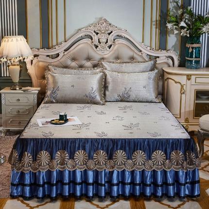 91家纺网 家纺一手货源 找家纺 （总）网红馆 2025新款大提花冰丝凉席床裙款三件套