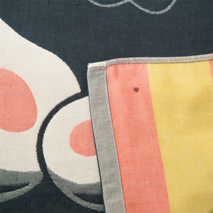 91家纺网 家纺一手货源 找家纺 朴尔1新款卡通AB组合全棉四层纱布枕巾一对 可爱牛油果-藏青