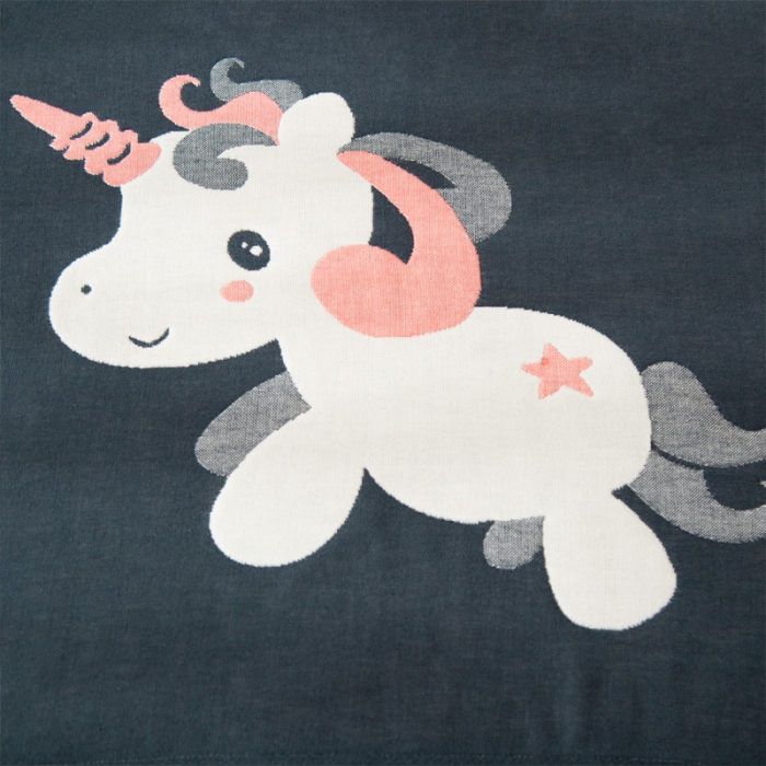 91家纺网 家纺一手货源 找家纺 朴尔新款卡通AB组合全棉四层纱布枕巾一对 云朵飞马-藏青