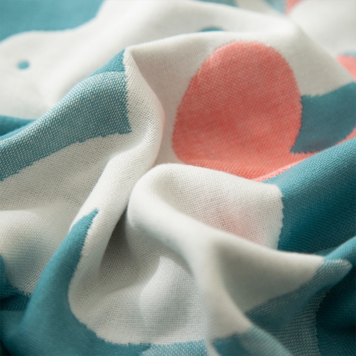 91家纺网 家纺一手货源 找家纺 朴尔新款卡通AB组合全棉四层纱布枕巾一对 云朵飞马-绿