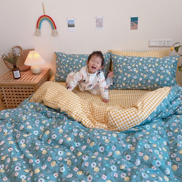 91家纺网 家纺一手货源 找家纺 （总）沐棉 2020新款全棉13370四件套模特图