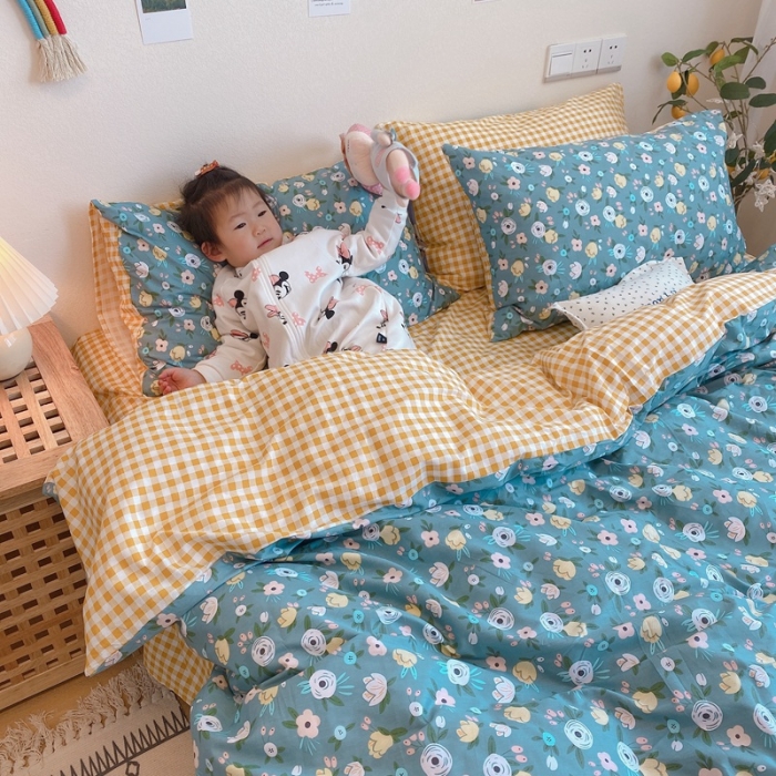 91家纺网 家纺一手货源 找家纺 （总）沐棉 2020新款全棉13370四件套模特图