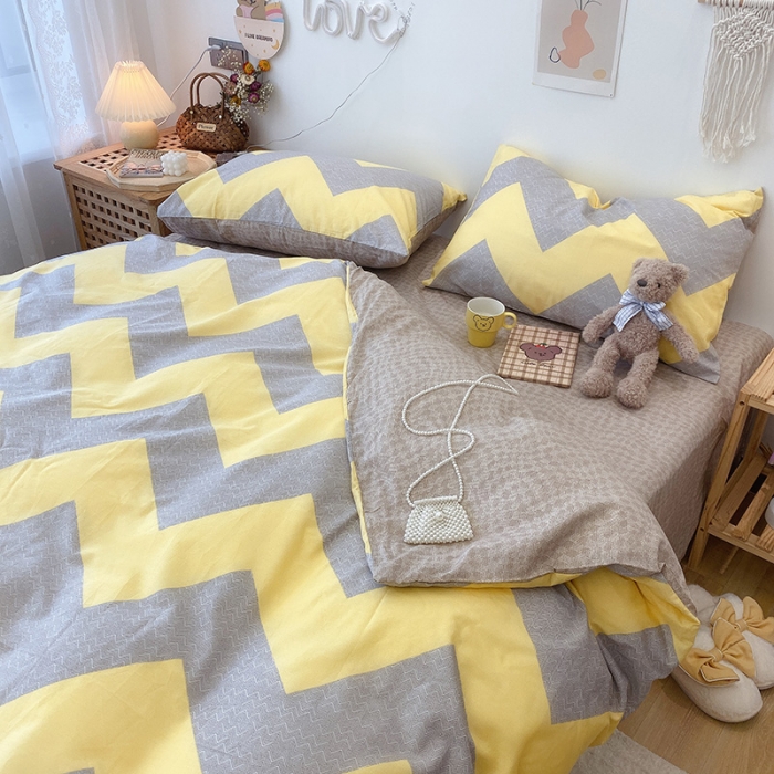 91家纺网 家纺一手货源 找家纺 2022年新款卡通系列全棉印花四件套实拍图直播爆款 波谱