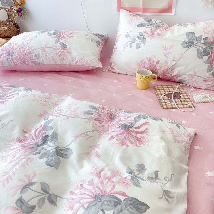 91家纺网 家纺一手货源 找家纺 2022年新款卡通系列全棉印花四件套实拍图直播爆款 花叶曼舞