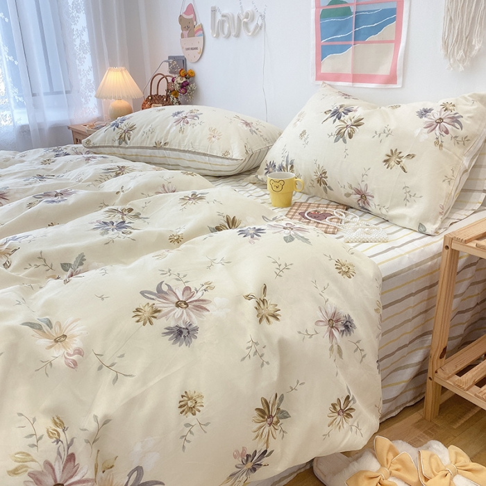 91家纺网 家纺一手货源 找家纺 2022年新款卡通系列全棉印花四件套实拍图直播爆款 木槿