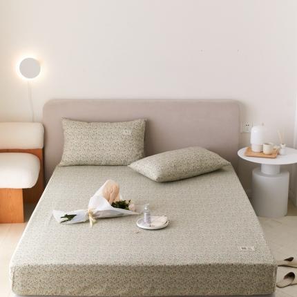 8小时2021新款无印风印花槿色水洗棉单床笠 花开黄