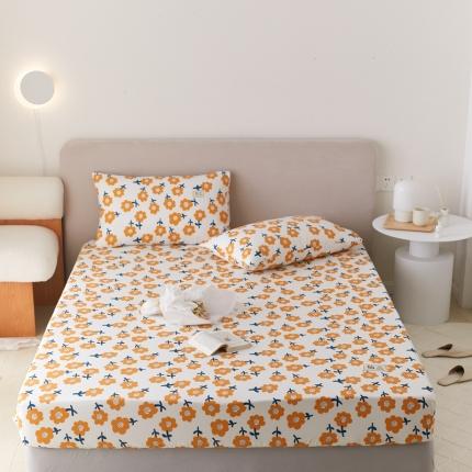 91家纺网 家纺一手货源 找家纺 8小时2021新款无印风印花槿色水洗棉单床笠 暖阳