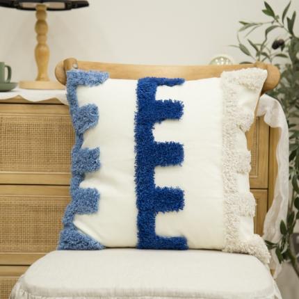 91家纺网 家纺一手货源 找家纺 恋佳2021新款北欧风流苏抱枕套蓝色长城系列