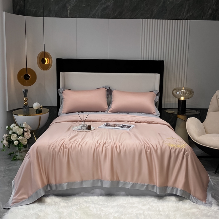 91家纺网 家纺一手货源 找家纺 吾秀 2022 轻奢风LF级60S兰精天丝夏被  天丝豆沙