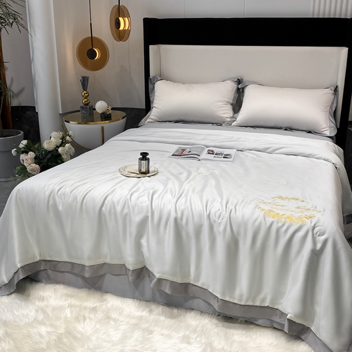 91家纺网 家纺一手货源 找家纺 吾秀 2022 轻奢风LF级60S兰精天丝夏被 天丝白