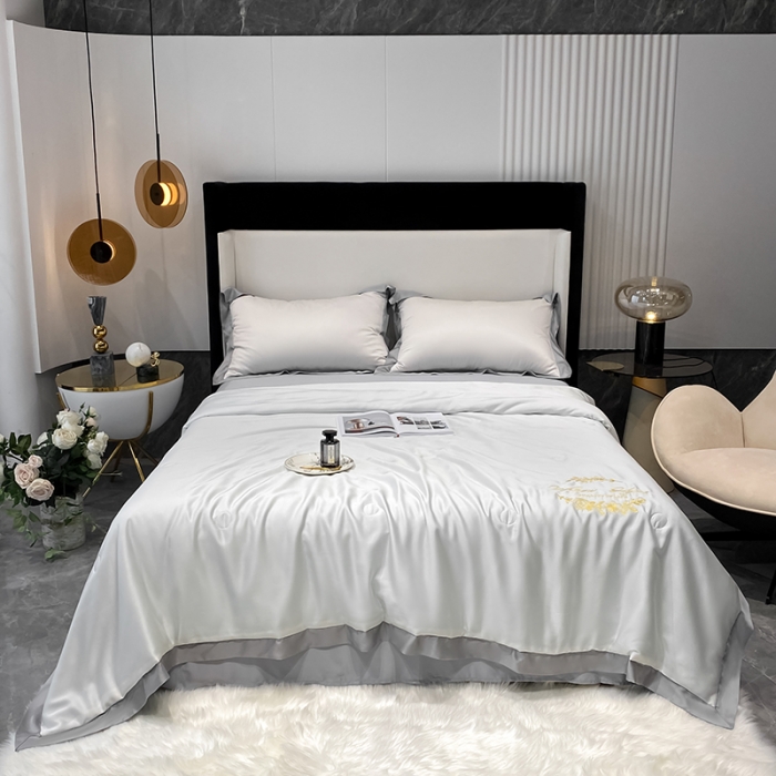 91家纺网 家纺一手货源 找家纺 吾秀 2022 轻奢风LF级60S兰精天丝夏被 天丝白