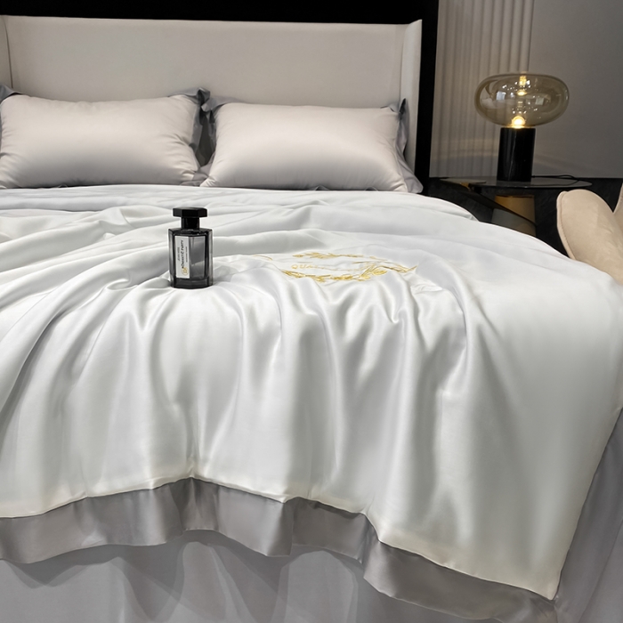 91家纺网 家纺一手货源 找家纺 吾秀 2022 轻奢风LF级60S兰精天丝夏被 天丝白