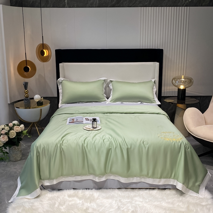 91家纺网 家纺一手货源 找家纺 吾秀 2022 轻奢风LF级60S兰精天丝夏被  天丝绿