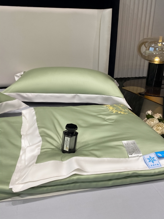 91家纺网 家纺一手货源 找家纺 吾秀 2022 轻奢风LF级60S兰精天丝夏被  天丝绿