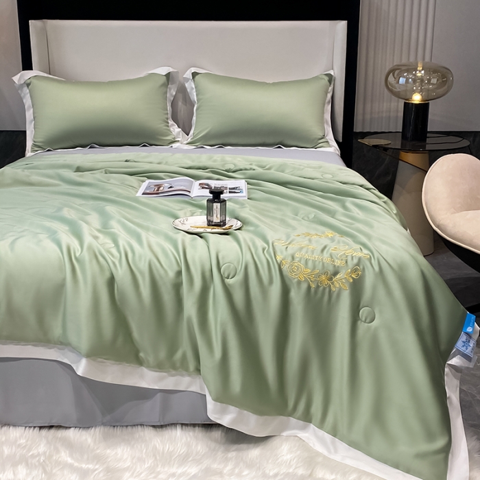 91家纺网 家纺一手货源 找家纺 吾秀 2022 轻奢风LF级60S兰精天丝夏被  天丝绿