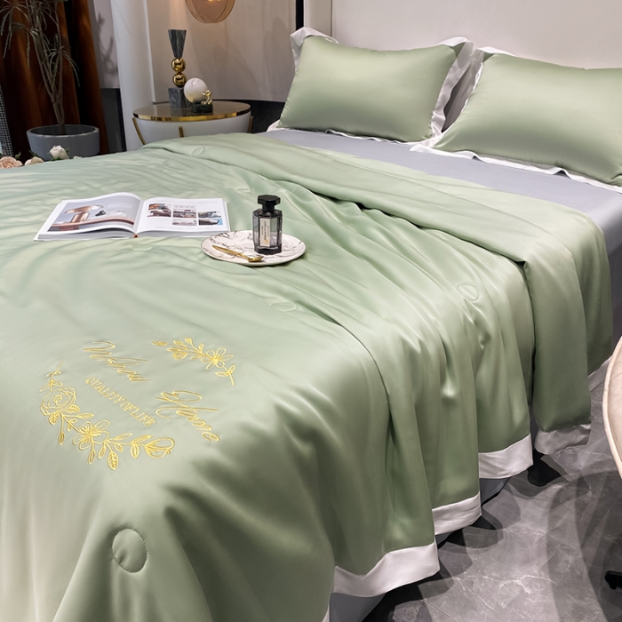 91家纺网 家纺一手货源 找家纺 吾秀 2022 轻奢风LF级60S兰精天丝夏被  天丝绿