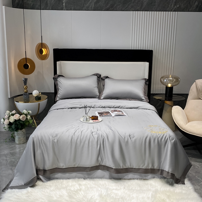 91家纺网 家纺一手货源 找家纺 吾秀 2022 轻奢风LF级60S兰精天丝夏被  天丝浅灰