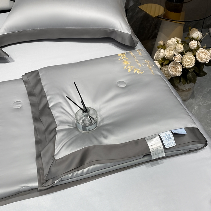 91家纺网 家纺一手货源 找家纺 吾秀 2022 轻奢风LF级60S兰精天丝夏被  天丝浅灰