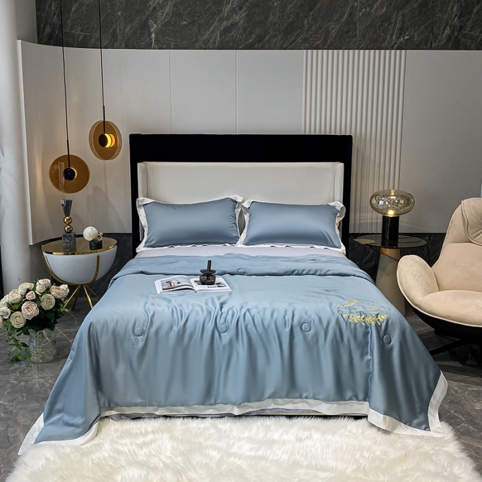 91家纺网 家纺一手货源 找家纺 吾秀 2022 轻奢风LF级60S兰精天丝夏被 天丝石兰