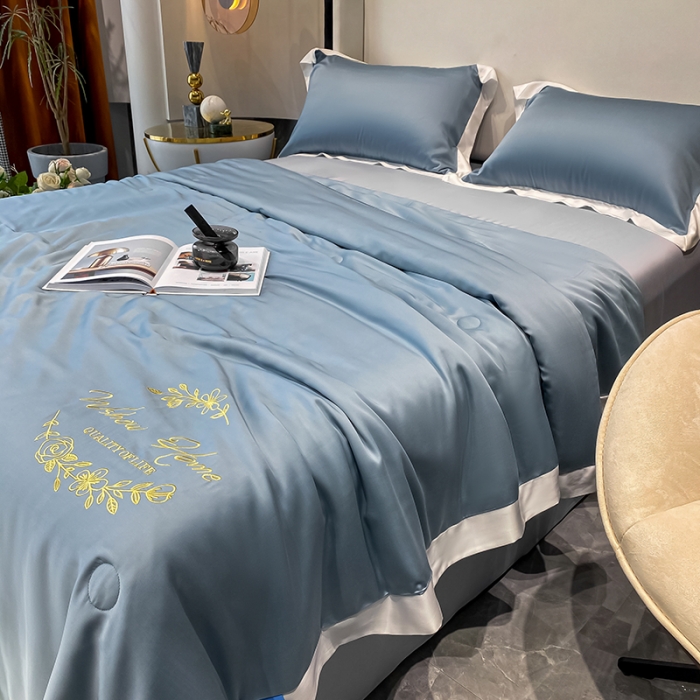 91家纺网 家纺一手货源 找家纺 吾秀 2022 轻奢风LF级60S兰精天丝夏被 天丝石兰