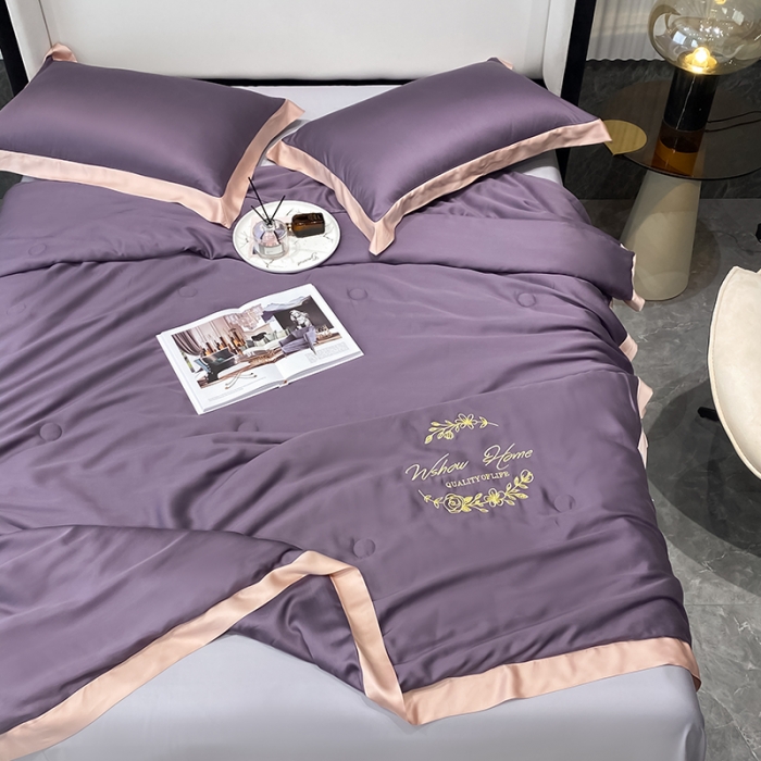 91家纺网 家纺一手货源 找家纺 吾秀 2022 轻奢风LF级60S兰精天丝夏被 天丝紫