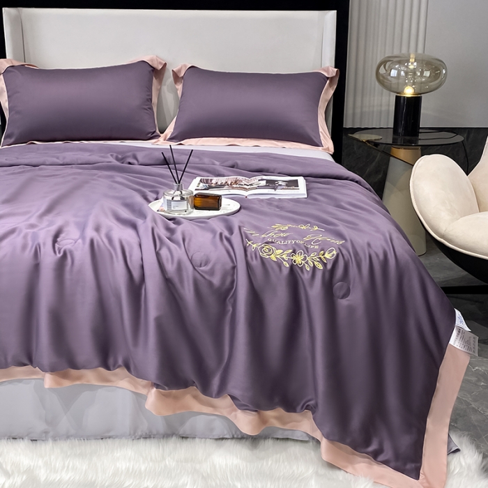 91家纺网 家纺一手货源 找家纺 吾秀 2022 轻奢风LF级60S兰精天丝夏被 天丝紫