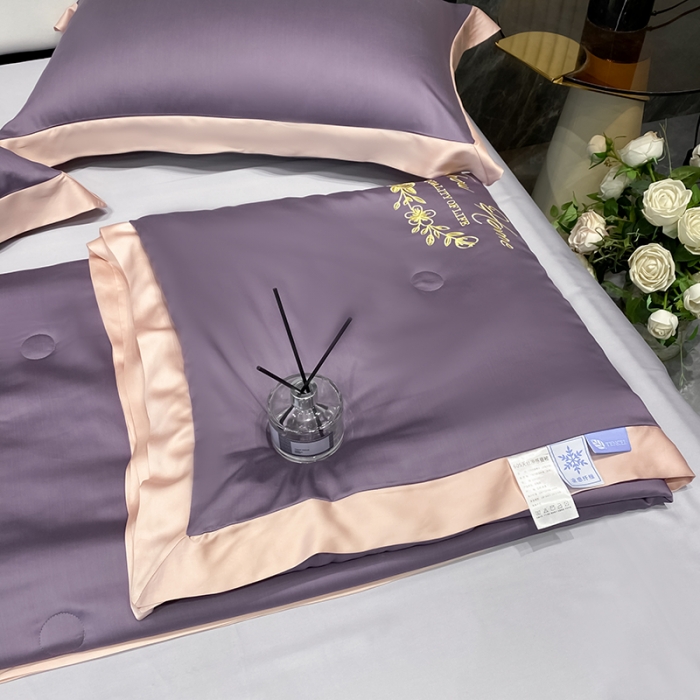 91家纺网 家纺一手货源 找家纺 吾秀 2022 轻奢风LF级60S兰精天丝夏被 天丝紫