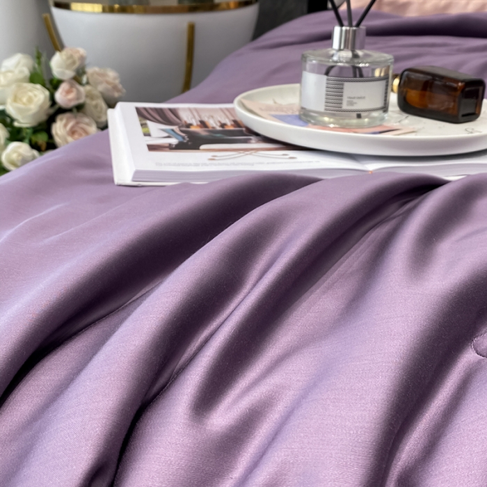 91家纺网 家纺一手货源 找家纺 吾秀 2022 轻奢风LF级60S兰精天丝夏被 天丝紫