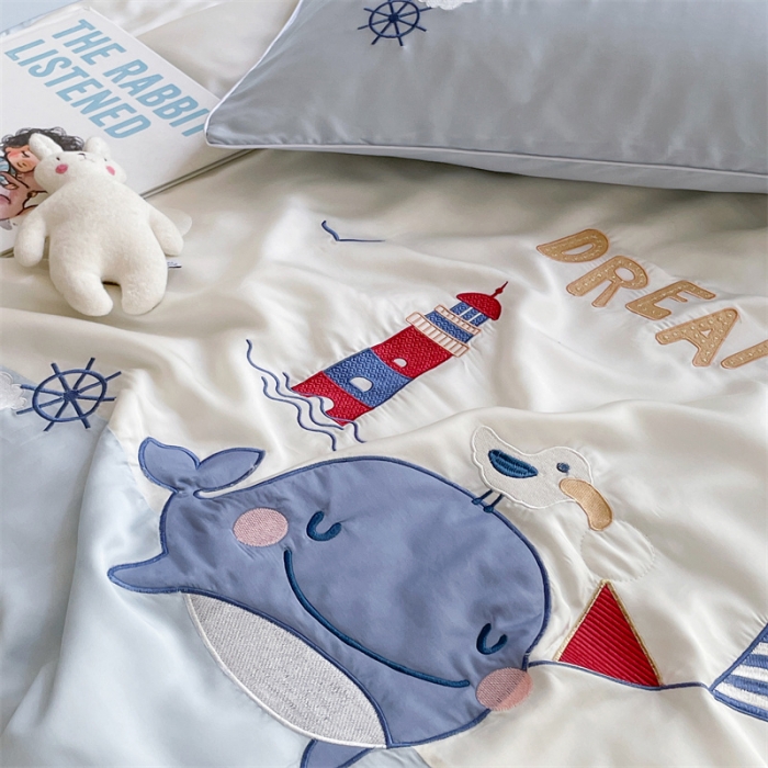 91家纺网 家纺一手货源 找家纺 星野家居 2021新款80s天丝夏被系列 海豚