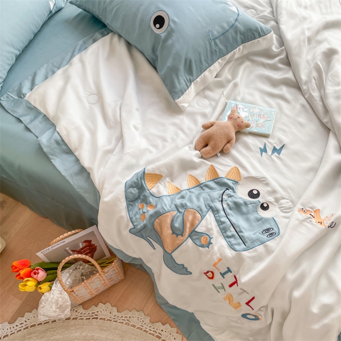 91家纺网 家纺一手货源 找家纺 星野家居 2021新款80s天丝夏被系列 恐龙