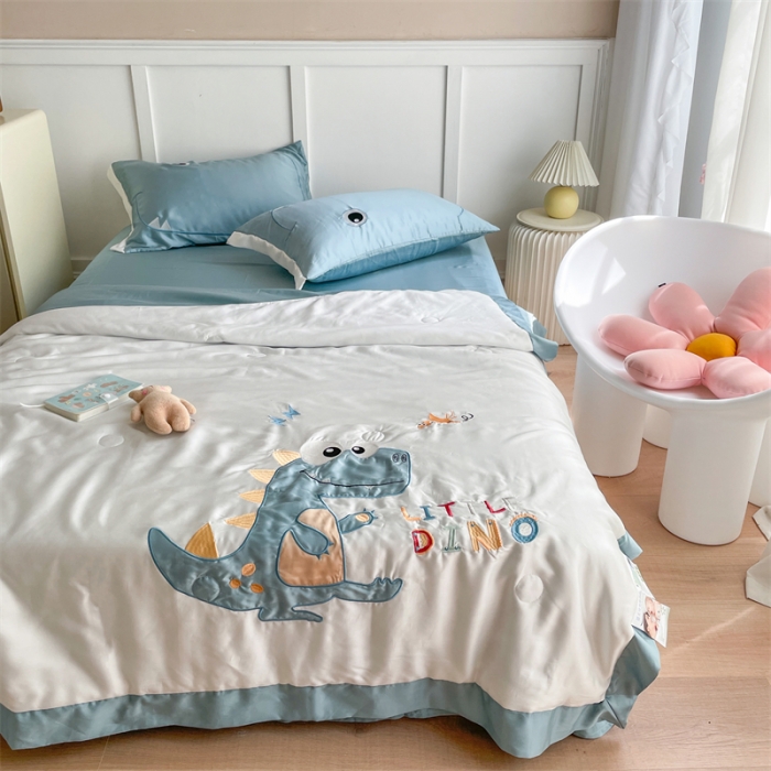 91家纺网 家纺一手货源 找家纺 星野家居 2021新款80s天丝夏被系列 恐龙