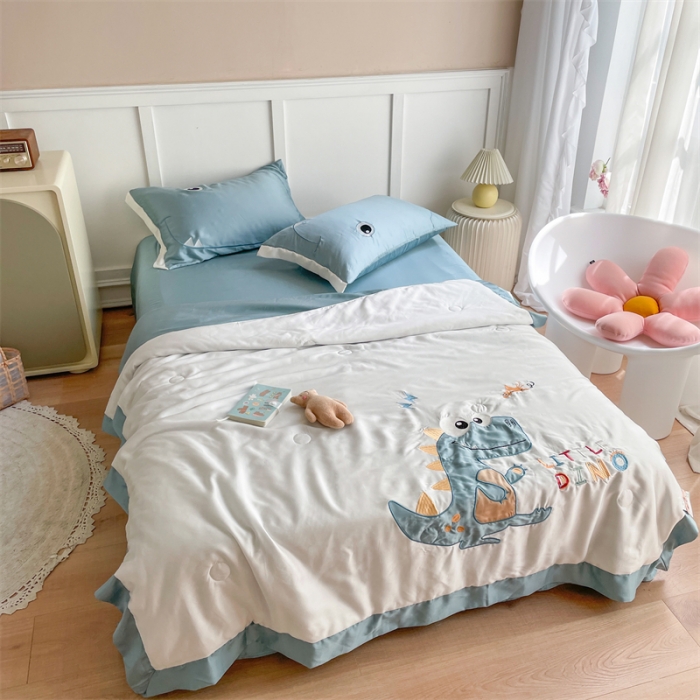 91家纺网 家纺一手货源 找家纺 星野家居 2021新款80s天丝夏被系列 恐龙