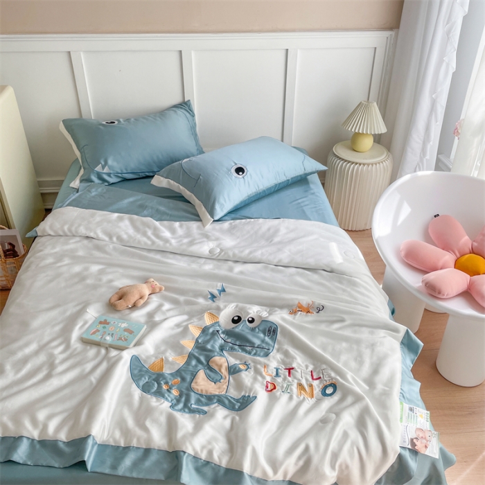 91家纺网 家纺一手货源 找家纺 星野家居 2021新款80s天丝夏被系列 恐龙