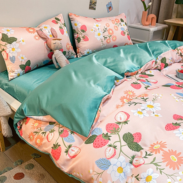 91家纺网 家纺一手货源 找家纺 （总）琪格格纺织 2022新款水洗真丝印花单被套